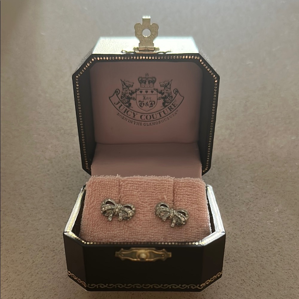 Juicy Couture Silver Stud Earrings Floral Design